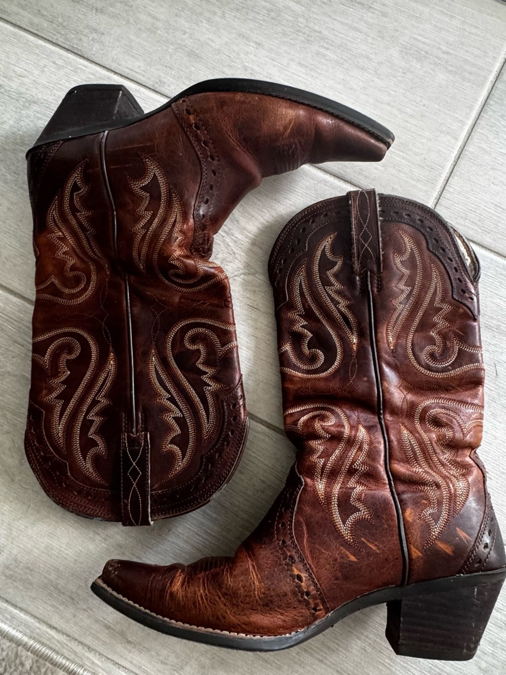 Ariat Heritage Western X Toe Cowboy Boots Vintage Carmel 10005908 Size 9B